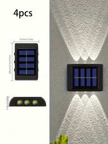 4件組太陽能壁燈 6-LED 太陽能圍欄燈 戶外雙頭防水花園燈，適用於庭院、別墅、陽台、花園、小徑、樓梯、泳池邊裝飾，營造溫馨氛圍 - 太陽能壁燈 - 查看 17