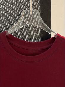 Camiseta Casual de Manga Corta Estampada en Rojo Vino R128 - Burdeos - Ver 8