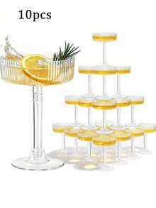 Bộ ly cocktail trong suốt, bao gồm ly Martini, ly Champagne và ly Cocktail, thích hợp cho tiệc sinh nhật, Ngày Valentine, Lễ Phục Sinh, đám cưới, lễ hội và các buổi dã ngoại, v.v. / Bộ đồ ăn cao cấp và trang nhã, lý tưởng cho đám cưới, các sự kiện cocktail và trang trí quầy tráng miệng, có thể tái sử dụng và chống vỡ. - Xem 17