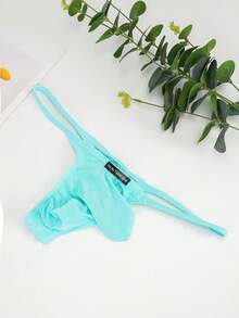 3-Pack Men's Big Pouch G-String Sexy Breathable Y-Back Thong Underwear Low Rise Sexy Thong Underwear Bulge Pouch Lingerie - 2灰色+1綠色 - 查看 3