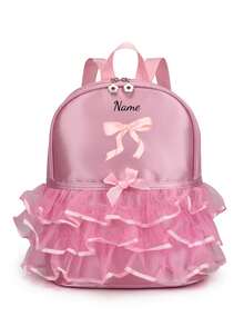 Customized Exclusive Backpack Dance Bag, Pink Lace Ballet Shoes Embroidery Pattern Little Princess Backpack School Bag, Can Customize Exclusive Name, Letter, Lucky Number, Etc., Very Suitable For School Dance Class, Travel, Daily Use, Can Be Given As A Gift To Friends, Daughter's Birthday Gift, Commemorative Bag, Gift, New Year Gift, Birthday Gift, Etc. - Pink - View 28