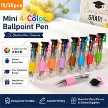 15/30pcs Graduation Cap Shaped Colorful Ballpoint Pens, Random Colors, 4-In-1 Multifunctional Pens, Designed For Graduation Season, Suitable For Daily Use, Perfect Graduation Gift For Teachers/Friends - Graduation Cap - View 5