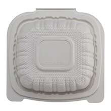 TIYA Clamshell Food Containers - White Bulk 150 Pack 6x6in. - BPA Free Plastic To-Go Storage Containers - Microwavable Hinged Restaurant Takeout Tall Clamshells - Great for Meal Prep - Blanco - Ver 5