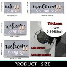 1pc Light Gray Welcome Heart Pattern Printed Faux Cashmere Surface TPR Bottom Door Mat, Bathroom Mat, Kitchen Mat, Laundry Mat, Holiday Atmosphere Decor, Home Decor, Party Decor, Wedding Decor, Dining & Kitchen Decor - Multicolor - View 11