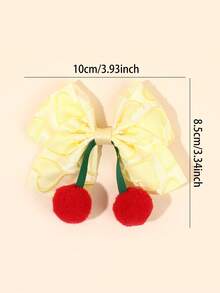 2 pezzi Fiocchi per capelli a forma di ciliegia per ragazze, fiocchi jacquard a forma di cuore con fermagli a coccodrillo, fermagli per capelli a forma di frutta carini, fiocchi per code di cavallo carini e dolci per ragazze, fermagli a ciliegia adorabili, accessori per capelli per adolescenti - Giallo - Visualizzare 5