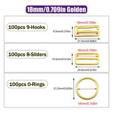 HSDOUBLE 300pcs/Pack Metal Bra Rings, Sliders, Bra Strap Hooks, Adjustable Buckles, Lingerie Strap Adjustment Accessories, Used For Lingerie Swimwear Adjustment Sewing Accessories - 300pcs - View 27