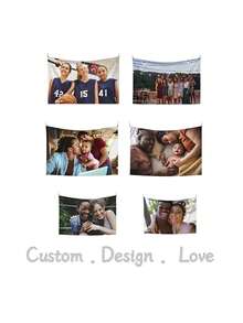 Custom Photo Tapestry, Personalized Picture/Text Printed Wall Hanging, Soft Peach Skin Fabric Backdrop, Customized Tapestry For Bedroom Living Room Dorm Decor, Custom Gift For Family Friends - Multicolor - View 6