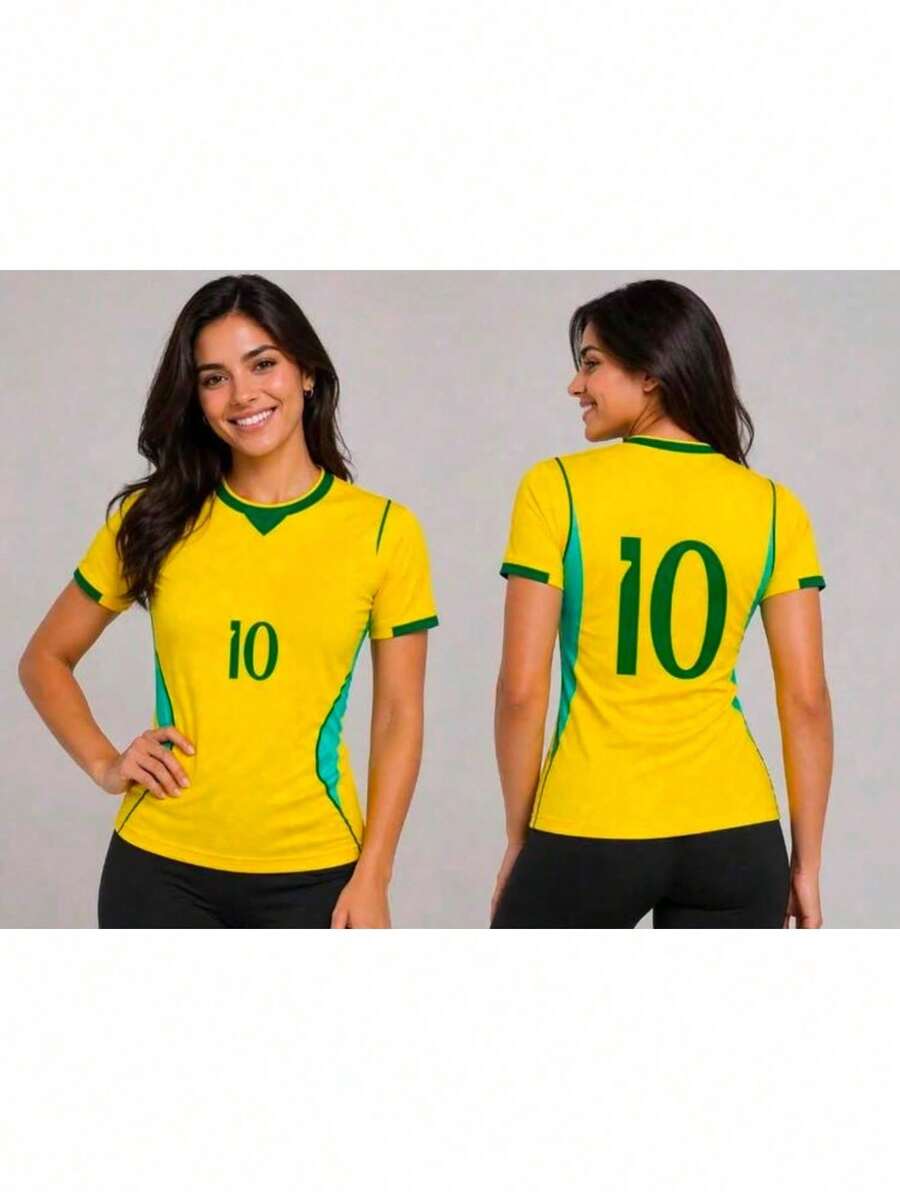 NEW RELEASE Brazil Yellow T-Shirt World Cup Baby Look Embroidered New 2026 - BABY LOOK BR AMARELA - View 1