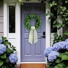 Christmas Wreath Sash For Front Door, Green Floral Leaves Burlap Sash 3D Relief Texture Wreath Accessories For Home Wedding Birthday Decorations - ColorA - View 5