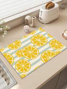 1pc Lemon Pattern Printed Table Runner, 4pcs Lemon Pattern Printed Placemats, Suitable For Holiday, Party, Birthday, Dinner, Kitchen Restaurant Table Decoration, All Seasons Room Decor, Home Textile Decoration Table Runner - Multicolor - View 8
