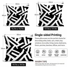 4pcs/1pc Black And White Abstract Striped Pattern Pillowcase Without Insert, Single-Sided Printed Pillowcase, Suitable For Living Room Bedroom Home Decor, All Seasons Pillowcase - Multicolor - View 3