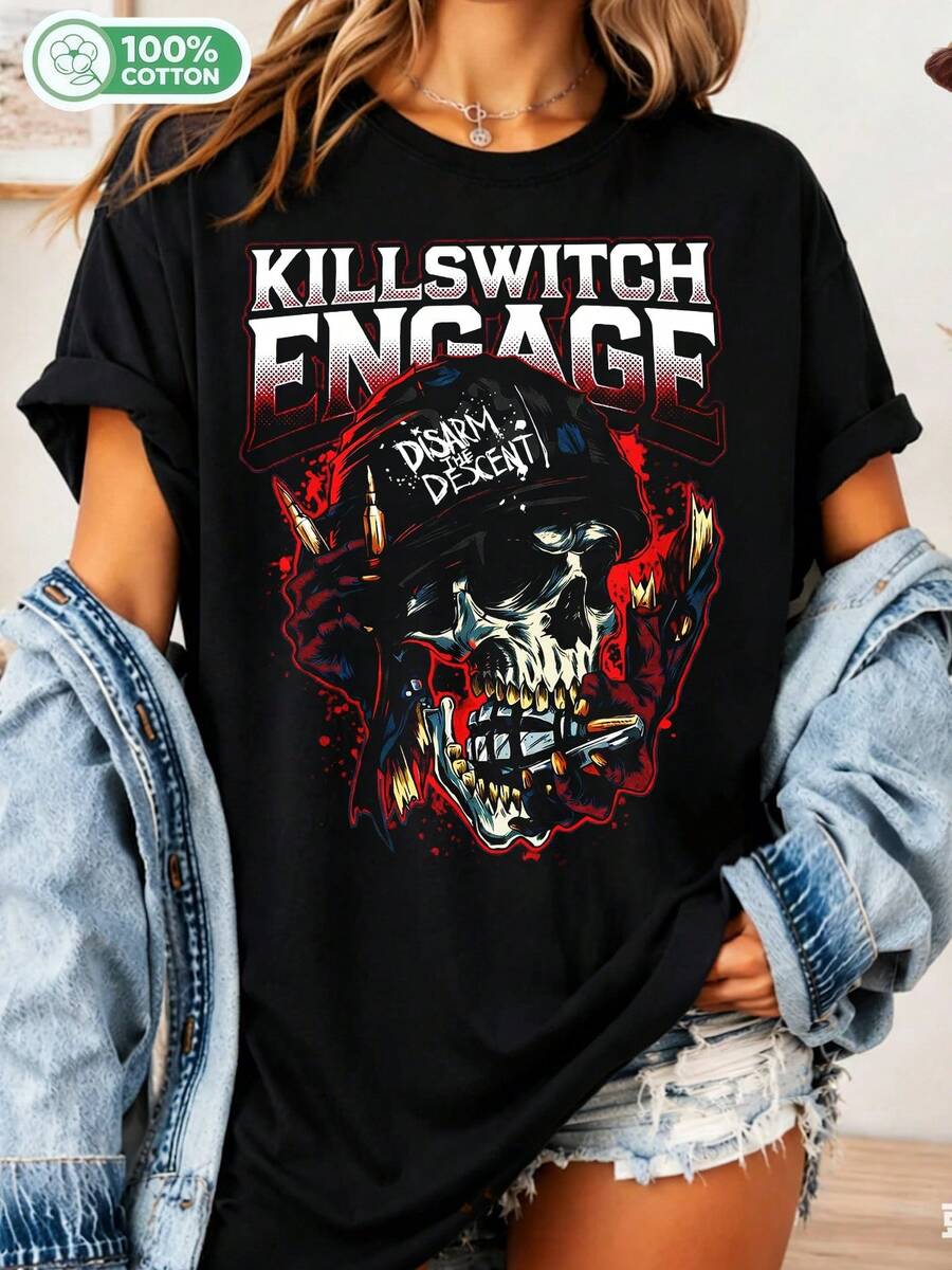Retro Killswitch Engage Disarm The Descent Graphic T-Shirt, Metalcore Band Merchandise, My Curse TEE Concert T-Shirt - Black - View 1