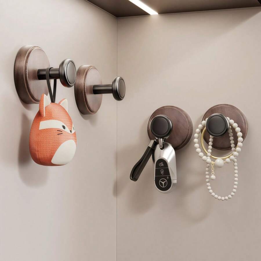 4pcs Removable Suction Cup Hooks, Reusable Self-Adhesive Hanger Rack, Waterproof & Durable, Suitable For Bathroom, Kitchen, Glass Walls - Gunmetal Gray - 4 Pieces - View 1