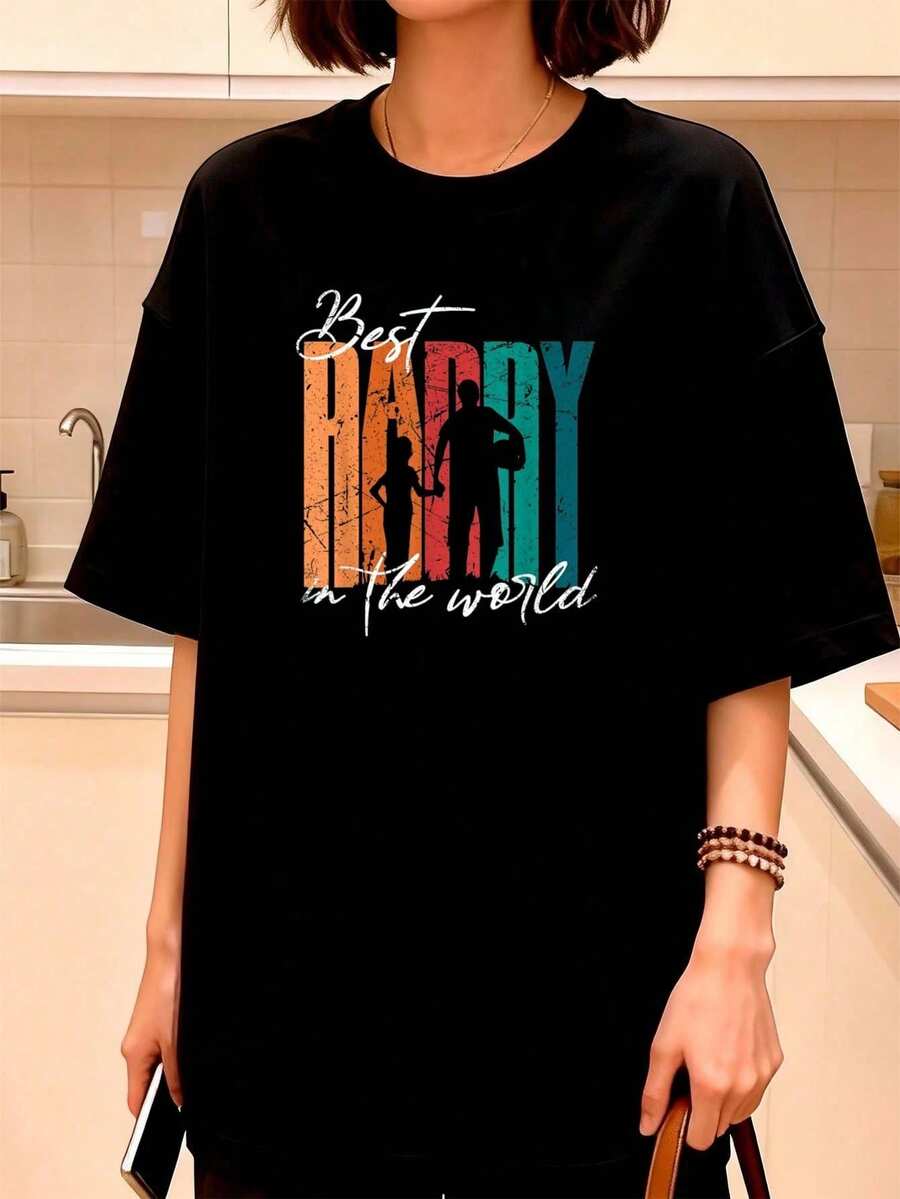 Camiseta de mujer con el mejor papá del mundo para ejercicio al aire libre QPJZ - Negro - Ver 1