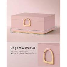 SONGMICS Caja Joyero Estuche de Joyas con 2 Capas con Asa Bandeja Flexible 20.5 x 24 x 11 cm MJBC165R01 - Rosa Jalea - Ver 4
