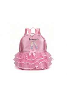 Customized Exclusive Backpack Dance Bag, Pink Lace Ballet Shoes Embroidery Pattern Little Princess Backpack School Bag, Can Customize Exclusive Name, Letter, Lucky Number, Etc., Very Suitable For School Dance Class, Travel, Daily Use, Can Be Given As A Gift To Friends, Daughter's Birthday Gift, Commemorative Bag, Gift, New Year Gift, Birthday Gift, Etc. - Pink - View 11