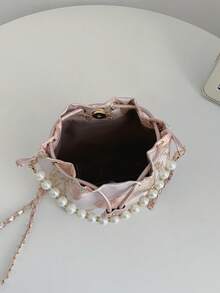 Fashion Pearl Mini Bucket Bag - Pink - View 4