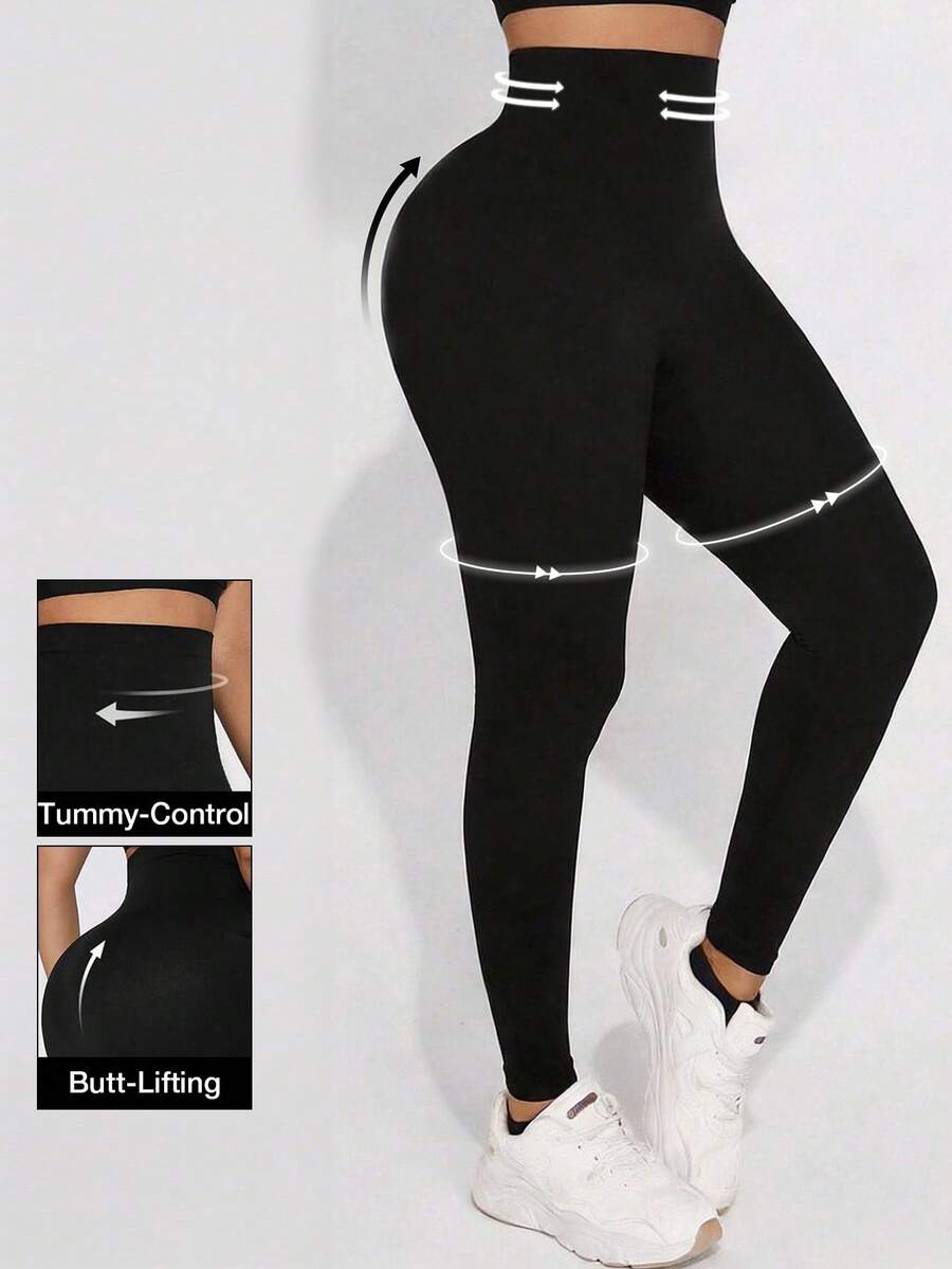 Loungeista 1 chiếc quần legging định hình nữ cạp cao màu đen, ôm eo nâng bụng nâng mông, mặc bên trong dùng cho mùa hè - màu đen - Xem 1