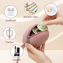Silicone Pacifier Storage Bag Cute Cartoon Bear Design Stroller & Diaper Bag Decoration Durable Easy To Clean Newborn Accessories Essential - Multicolor - View 10