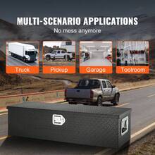 Aluminum Truck Tool Box 99 X 33 X 25.4 Cm, Tipping Box With Key Lock And Side Handles For RV Trailer Container Storage, Black - A - View 6