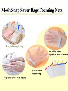 10/20pcs Soft Bath Soap Bags, Multicolor Drawstring Design, Easy Foaming And Drying, Hanging Storage, Convenient And Practical, Suitable For Soap Storage, Great Party Favor - Multicolor - View 7