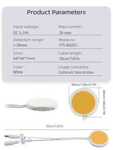 5V-24V 5A Dimmable LED Strip Light Touch Sensor Switch Controller, Hidden Installation Without Drilling - White - View 5
