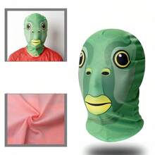 1pc Polyester Breathable Mask Head Cover Funny Green Monster Head Cover Green Fish Head Cover Green Monster Hat, Suitable For Halloween, Easter, Theme Party, April Fool's Day, Stage Performance, Thanksgiving, Halloween, Christmas, New Year And Other Occasions - Multicolor - View 5