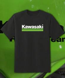 2026tops Summer Printed Short Sleeve T-Shirts For Men, Plus Size Cotton Clothing For Men, Kawasaki K Logo T-Shirt, - 黑色 - 查看 1