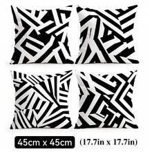 4pcs/1pc Black And White Abstract Striped Pattern Pillowcase Without Insert, Single-Sided Printed Pillowcase, Suitable For Living Room Bedroom Home Decor, All Seasons Pillowcase - Multicolor - View 16