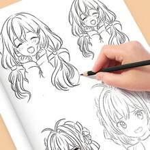 Anime Beautiful Girl Tracing Book, Beginner Manga Drawing Tutorial, Step-By-Step Tracing Practice Sketchbook, Learn To Draw 2D Character Hairstyles And Facial Features, Zero-Based Drawing Learning - Pink Girl - View 3