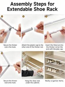 1pc Expandable Shoe Rack - Space-Saving Metal Storage Organizer With Adjustable Shelves, Classic Design Suitable For Home And Office, No Assembly Required, Shoe Storage Organizer, Shoe Cabinet - Multicolor - View 3