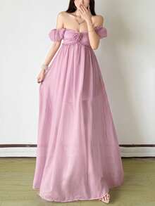 Top Dazzle Women's Elegant Strapless Long Cami Dress With Bow Detail, Sleeveless Backless Sexy Party Dress, Semi-Sheer Formal Gown - Purple - View 7