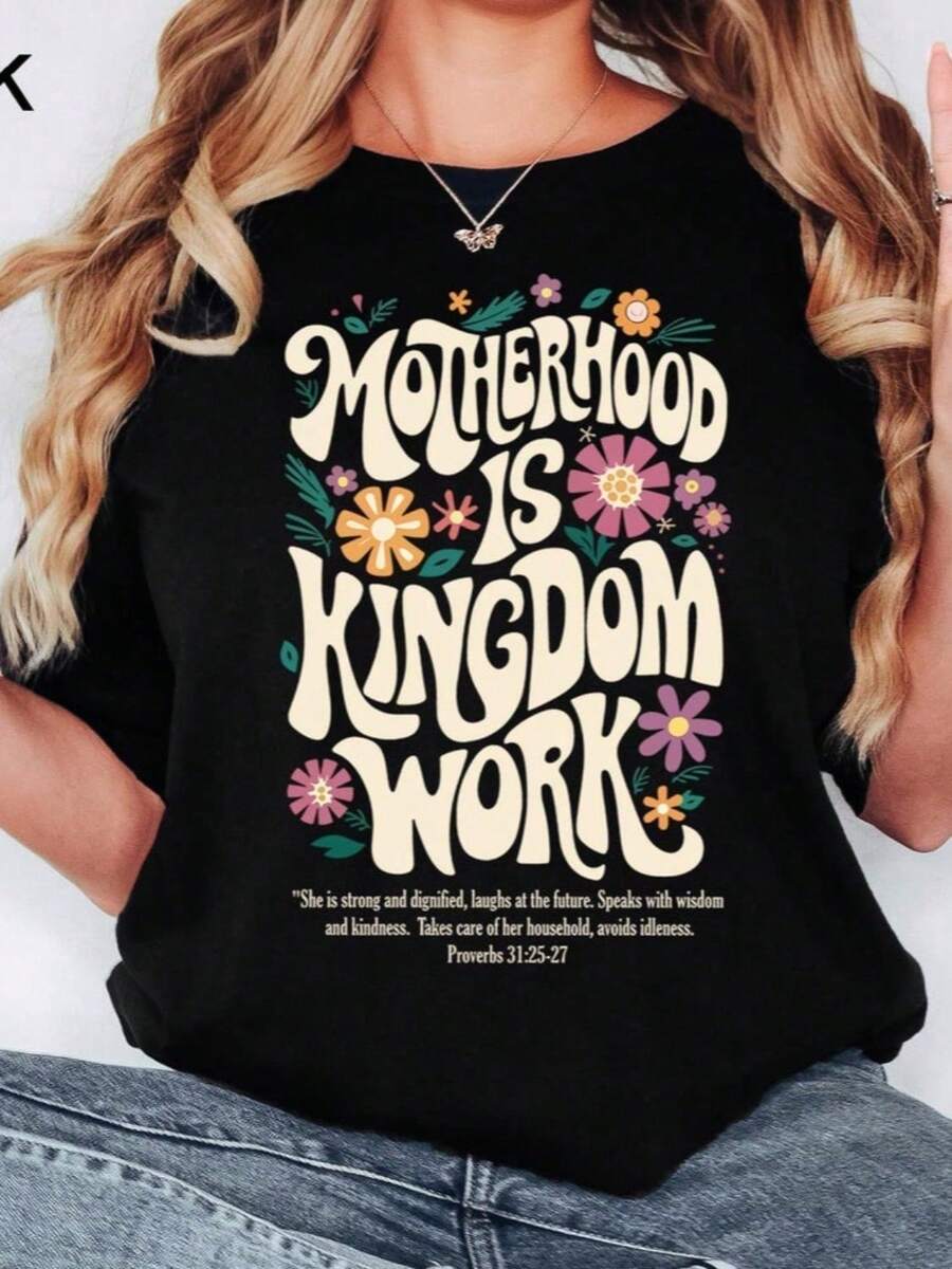 Camiseta 'La Maternidad es Trabajo de Reino', Camiseta de Mamá Cristiana, Camiseta Retro de Mamá Cristiana, Camiseta para el Día de la Madre Cristiana, Camiseta Bíblica, Suéter para Mamá - Negro - Ver 1