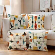 4 buah/1 buah Sarung Bantal Motif Abstrak Geometris Tanpa Isian, Sarung Bantal Cetak Satu Sisi, Cocok untuk Dekorasi Rumah Ruang Tamu dan Kamar Tidur, Sarung Bantal untuk Semua Musim - MultiWarna - View 7