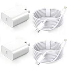 20W 充電器套組 快充適配器 + 6.6英尺/200公分高效數據傳輸充電線 適用於 iPhone 14/13/12/11/XS/XR/8/7/6 系列 高效牆插快充套組 - 查看 2