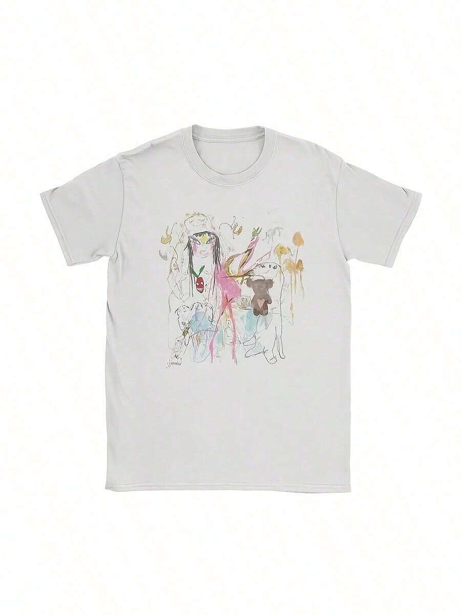 1-Piece "Drumline" Music Themed T-Shirt, 100% Cotton, With Drums Text (Bass, Snare, Quad) And Drum Silhouette Details, Crew Neck Tee For Marching Band Performances And Music Conc - 白色 29 - 查看 1