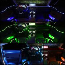 Ensamblaje de luces LED USB flexibles de neón RGB para el interior del automóvil, iluminación decorativa automotriz con adhesivo 3M oculto y control por APP - B - Ver 3