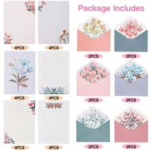 Schreibpapier und Umschläge Set, warmes Blumenmotiv Schreibwaren Set für Hochzeitseinladungen und Wünsche, liniertes Schreibpapier mit Umschlägen - Übersicht 3