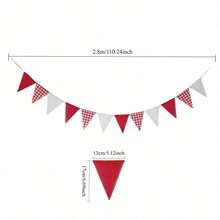 12pcs/Bag Red And White Checkered Triangle Flag Banner, Wedding Birthday Carnival Christmas Outdoor Home Holiday Decoration Hanging Flag - Red - View 4