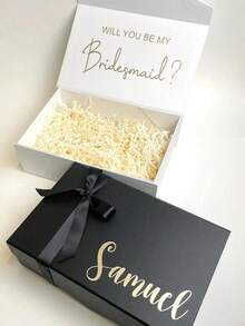 1 pieza Caja de regalo personalizada con tapas, caja de regalo con nombre personalizado, caja de regalo de boda con texto personalizado, caja de almacenamiento plegable magnética personalizada, caja de regalo para damas de honor/caja para damas de honor - Multicolor - Ver 5