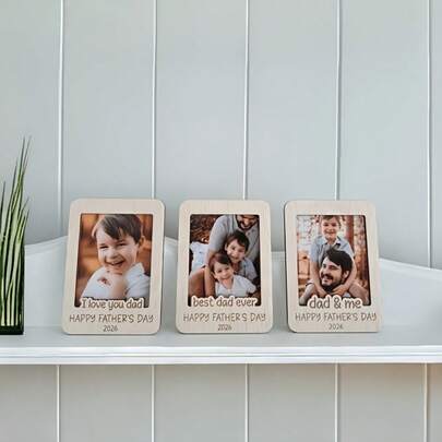 1 pieza Marco de fotos de madera 3D estilo Día del Padre 2026, Feliz Día del Padre, Decoración de regalo de madera, Marco de fotos estilo Día del Padre, Regalo de madera, Feliz Día del Padre para papá, Regalo de marco de fotos estilo Día del Padre
