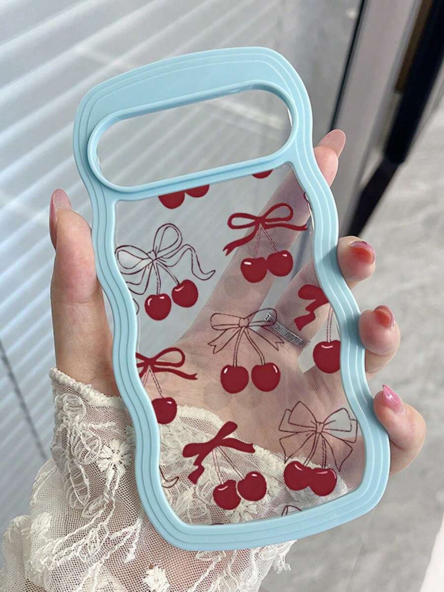 甘い妹の少女風波浪フレームチェリーリボン透明スマホケース ふわふわで可愛い。GooglePixel 10 Pro、Pixel 10、Pixel 10A、Pixel 9A、Pixel 9、Pixel 9 Pro、Pixel 8、Pixel 8A、Pixel 7Aに対応。防水、防震、耐衝撃、耐摩耗設計。 - ファーピークブルー - チェックする 1