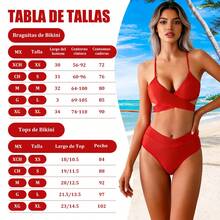 2 piezas traje de baño bikini para mujer, bikini minimalista de unicolor, conjunto moderno para playa, piscina y vacaciones de verano - Azul - Ver 3