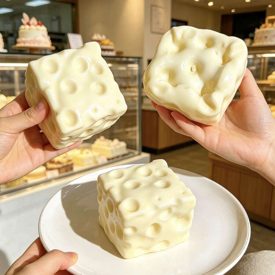 Giant Cheese Squeeze Toy - Extra Large Square Cheese Block Slow Rebound Stress Relief Squeeze Toy, Soft Slow Rebound Pressure Release Toy 1pc Random Color Style Material - Multicolor - View 1