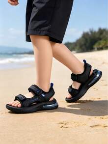 Sandali sportivi casual da spiaggia per bambini, leggeri, con suola morbida antiscivolo e resistente all'usura, pratici con chiusura a strappo - blu scuro - Visualizzare 5