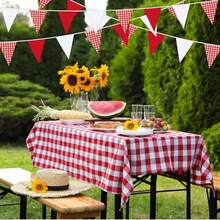 12pcs/Bag Red And White Checkered Triangle Flag Banner, Wedding Birthday Carnival Christmas Outdoor Home Holiday Decoration Hanging Flag - Red - View 3