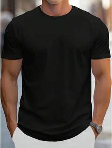 Camiseta de Manga Corta Holgada para Hombres, Estilo Casual y Moderno, Talla Grande, Nueva Moda de Verano, Algodón Puro, Estampado, Marca de Moda - Negro - Ver 5