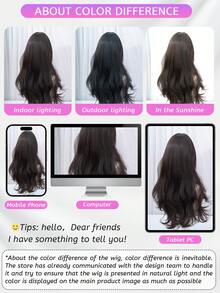 alicegarden Wig sintetis sepanjang 28 inci dengan gaya bergelombang alami berwarna hitam yang menawan. Desain belahan tengah, wig palsu ini sangat cocok untuk penggunaan sehari-hari wanita, menawarkan wig alami dan tahan lama sebagai hadiah untuk para wanita. (Tidak termasuk aksesoris) - Hitam - View 10