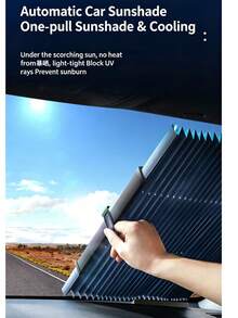 1 pieza Parasol retráctil automático para parabrisas, bloquea los rayos UV y el calor para enfriar el automóvil. Plegable y fácil de instalar, reduce el deslumbramiento, ajuste universal para sedanes, SUVs y camiones, accesorio práctico para el automóvil en verano. - Multicolor - Ver 4