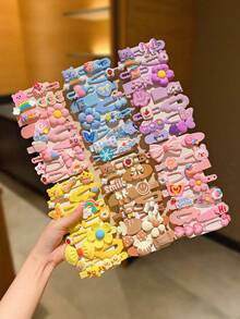 14/28/42pcs Colorful Multi-Element Cute Girl Hair Clips And Hair Accessories - Multicolor - View 5
